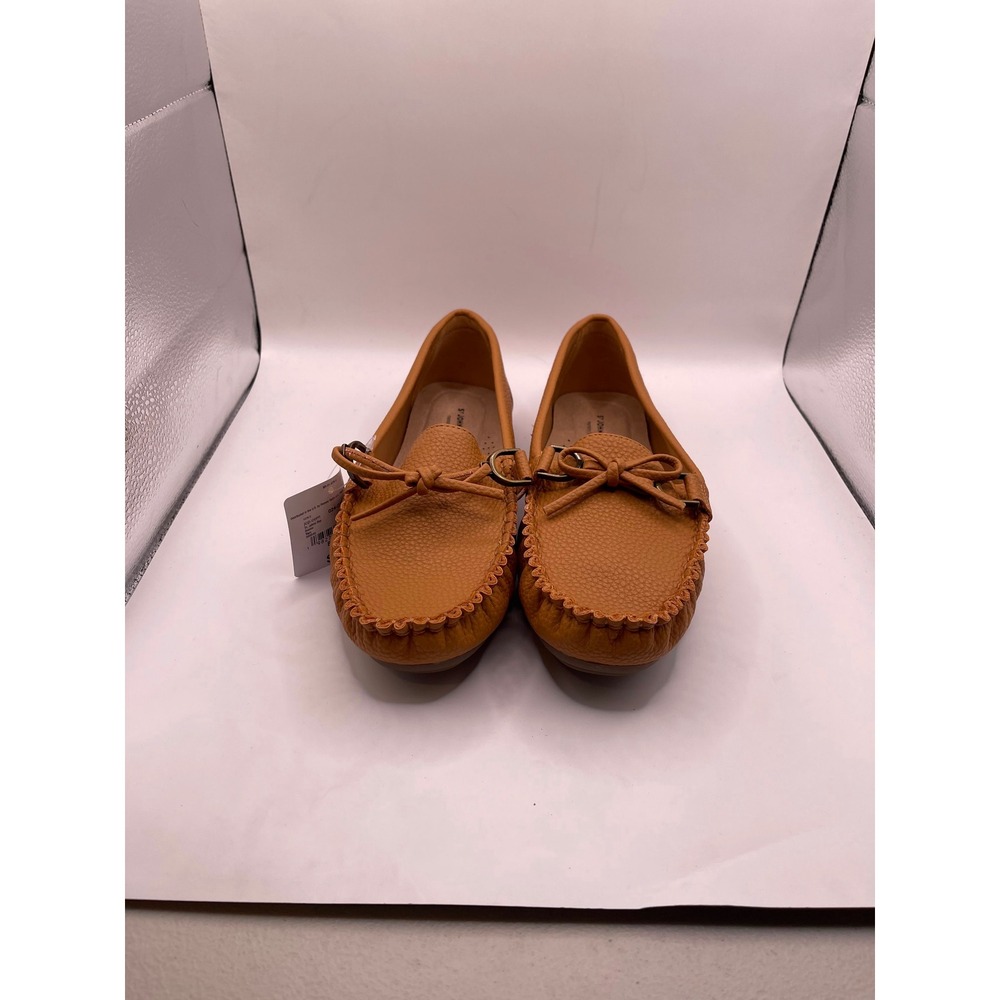 St Johns Bay Bossie Tan Pebbled Loafers Memory Foam Moccasin Flats 8.5W Wide
